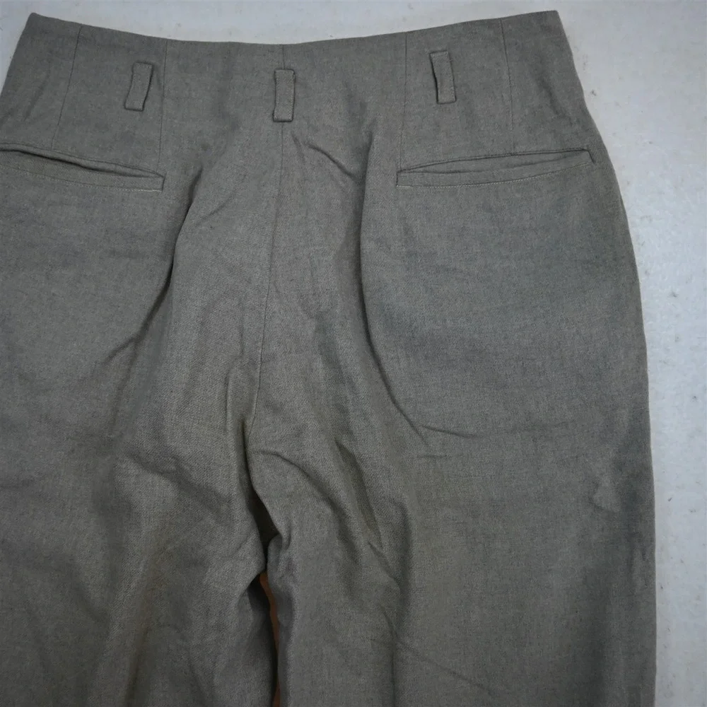 Vtg 1940s 1950s 30x32 Gray Flannel Wool High Waist Pleated‎ Baggy Dress Pants